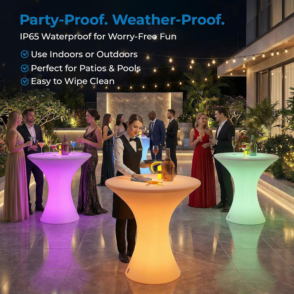 Mjkone 23" Height LED Bar Table with 16 RGB Multi-Colored Lights, Rechar...