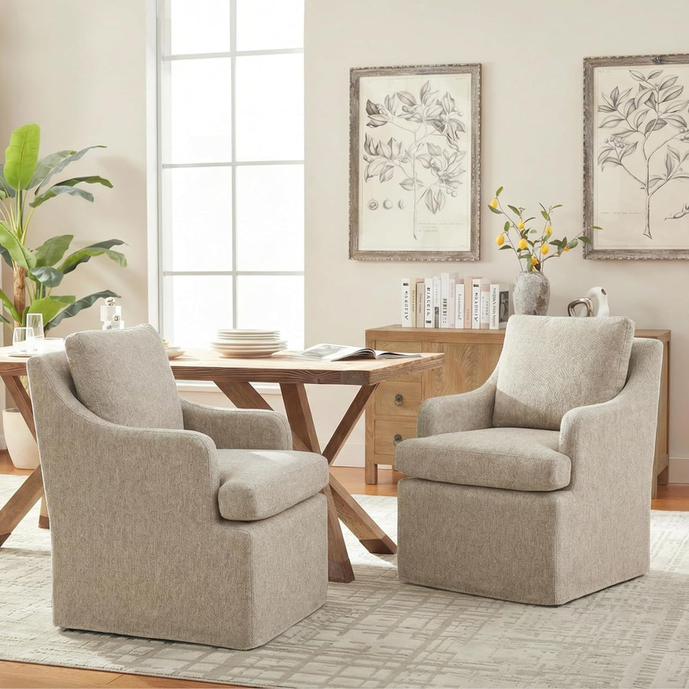 VKNOW Upholstered Dining Chairs Set of 4, Dining Room Chairs with Casters
