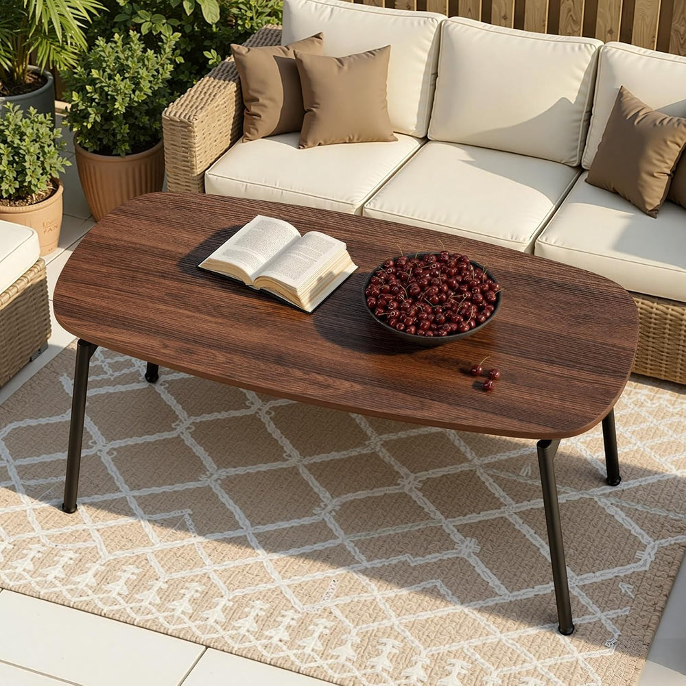VINGLI 39.4" Folding Coffee Table Small, No Assembly Needed, Walnut
