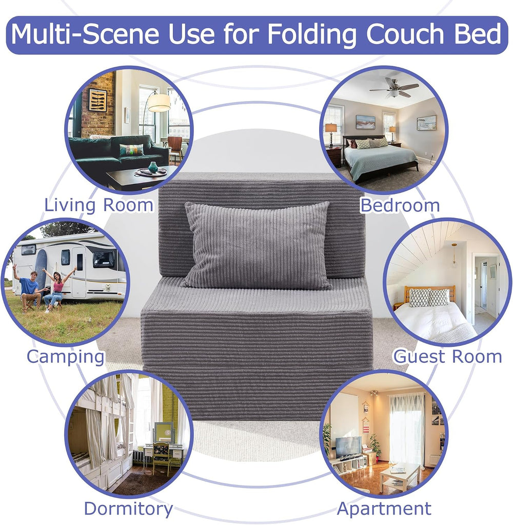 Folding Sofa Bed, Convertible Sleeper Chair Bed, Floor Sofa with Bag