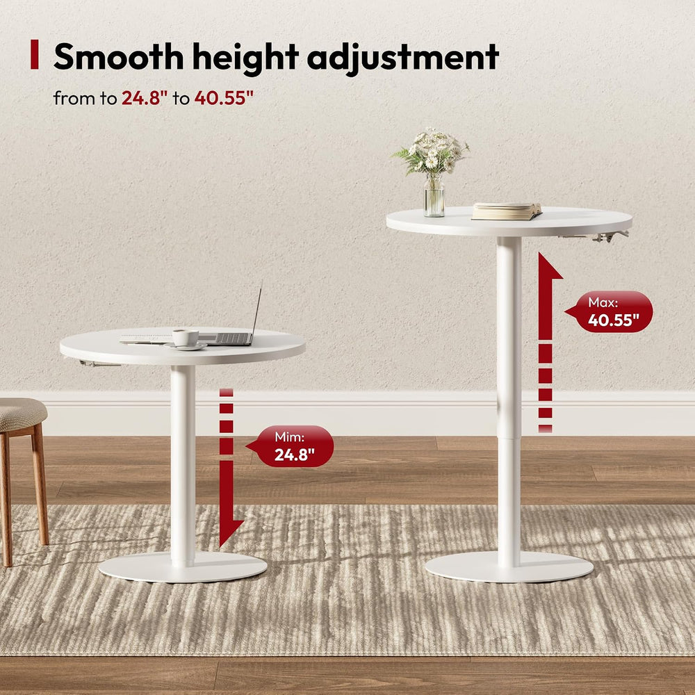 SANODESK 27.5'' Pneumatic Height Adjustable Round Dining Table Bar Table