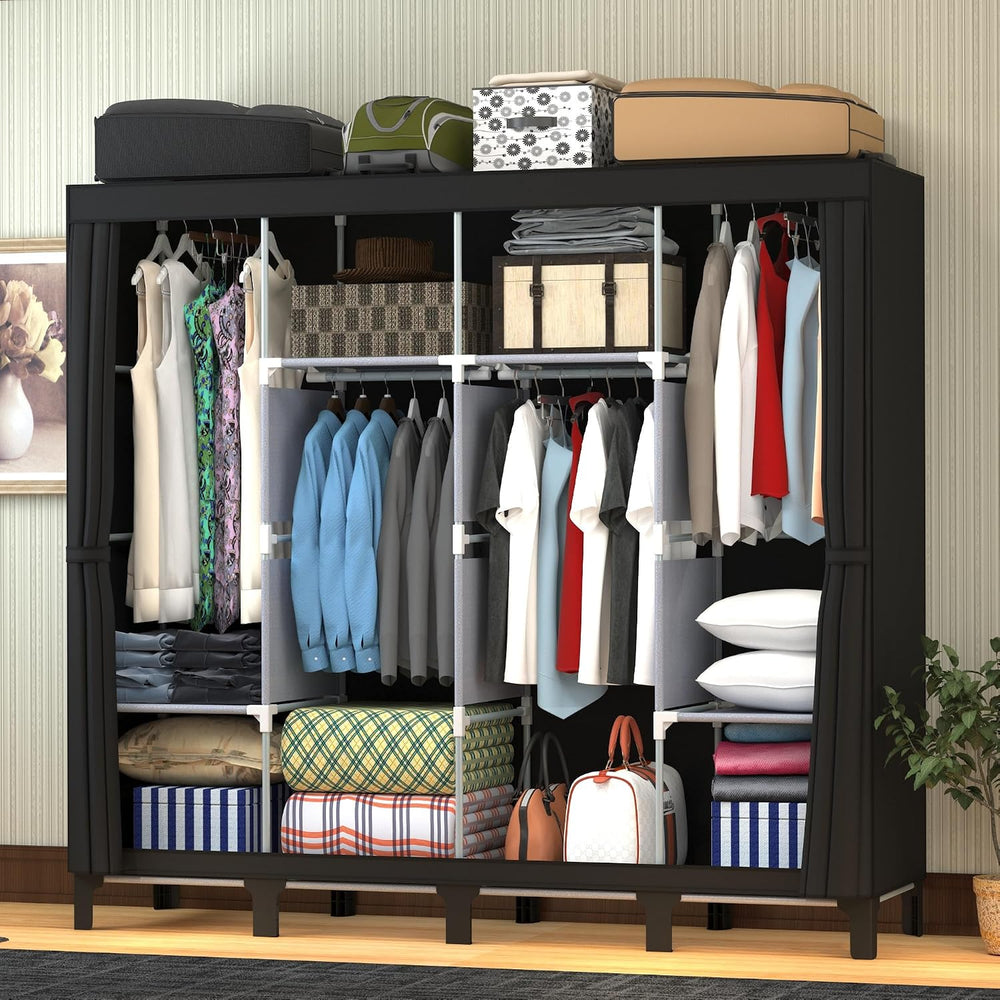 Portable Closet for Bedroom, 67" H x 67.7" H (Black, X-Large)