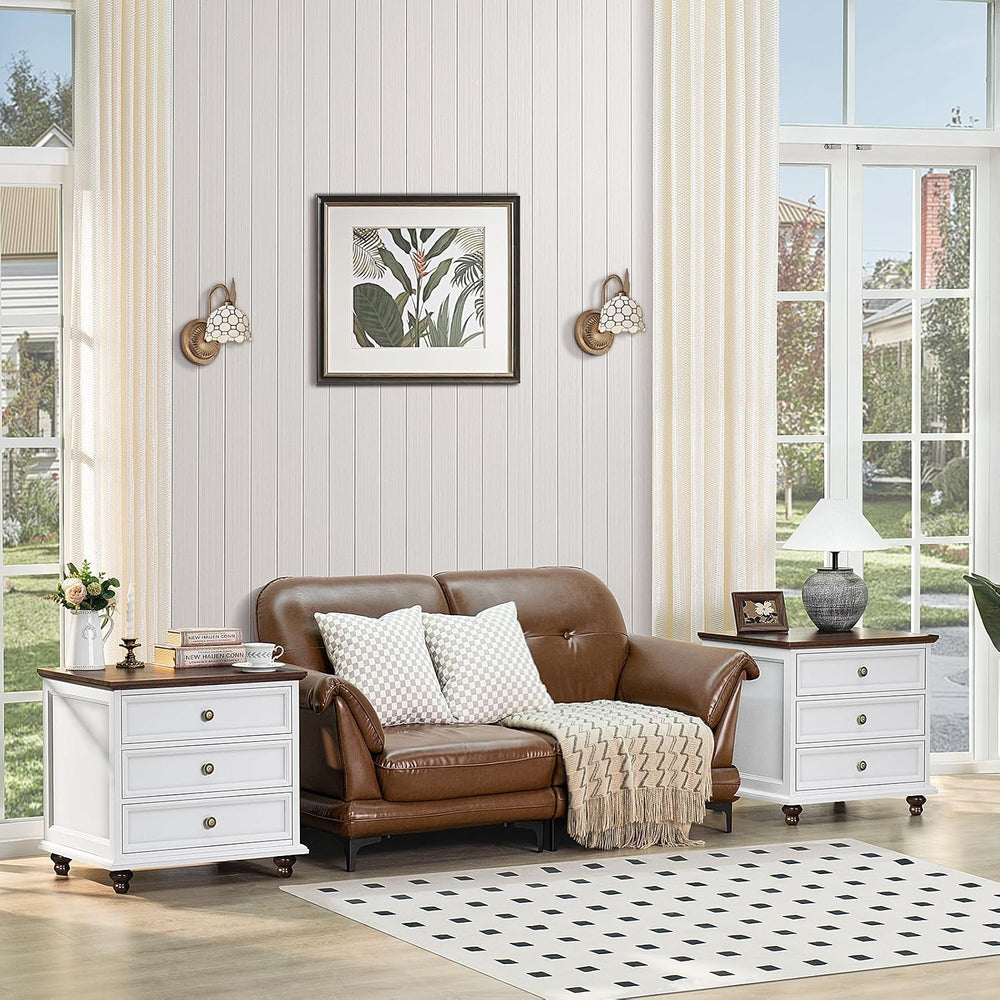 Joaxswe Farmhouse Dresser and Nightstand Sets 3 Piece, Nightstands Set of 2 a...