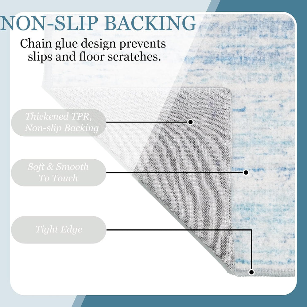 MUJOO Washable Rug 4x6.5 Area Rugs Low Pile Non Slip Modern