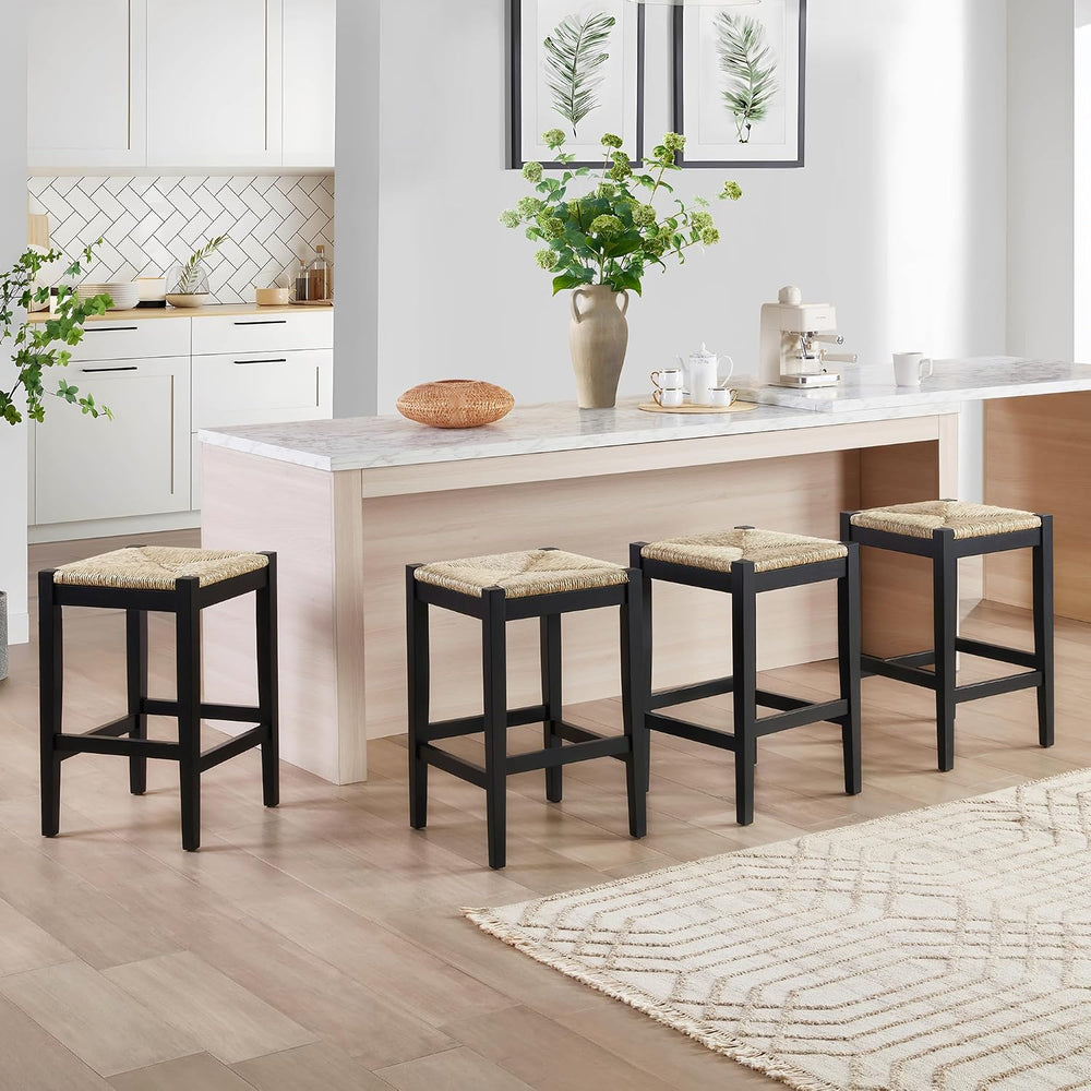 DUHOME 26-Inch Backless Seagrass Counter Stools Set of 4