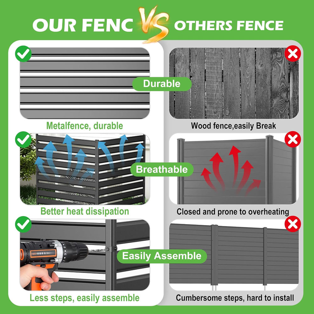 Metal Privacy Screen Outdoor, 1-Panel No-Dig Privacy Fence 38 in W x 48 in H ...