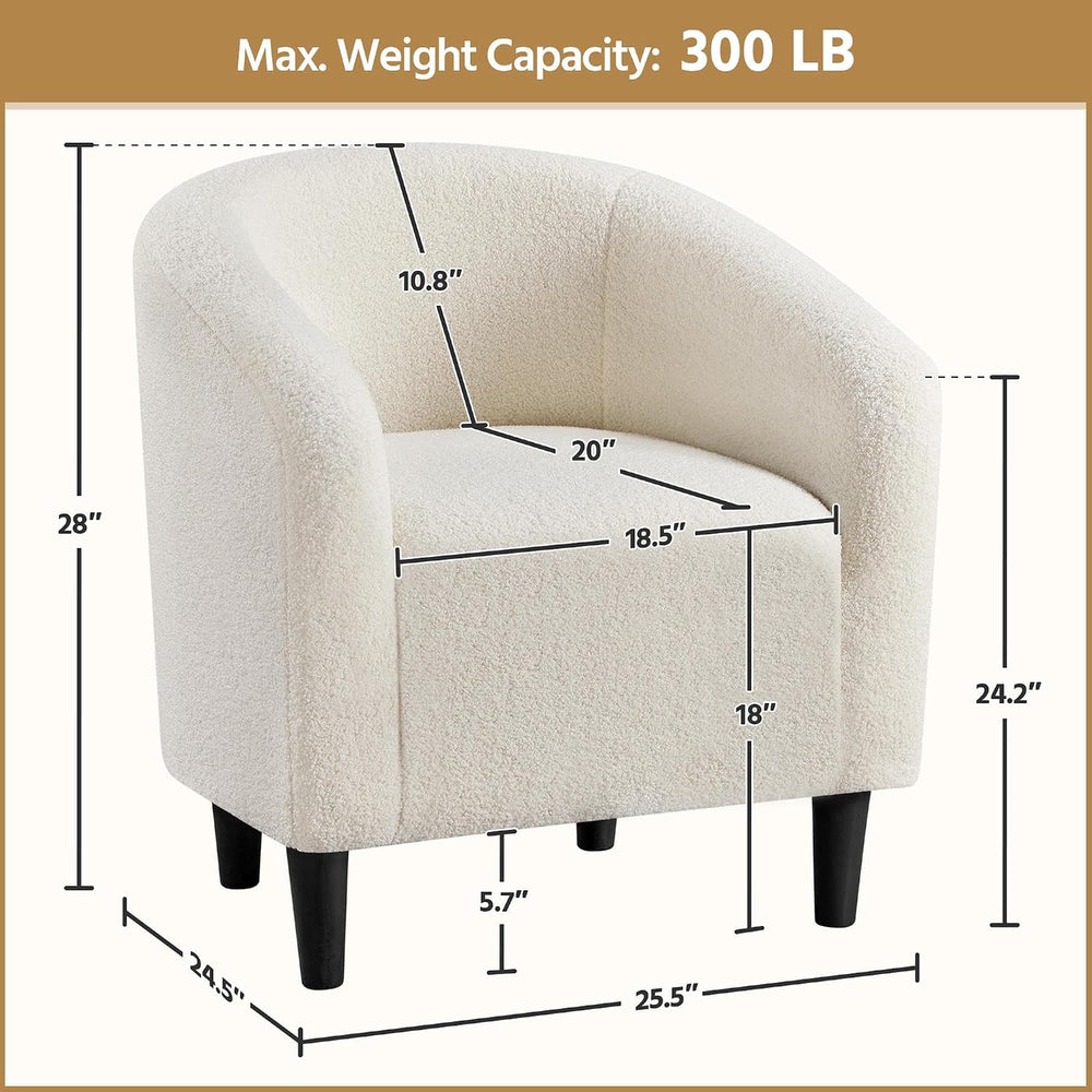 Yaheetech Small 25.5in Wide Sherpa Barrel Accent Chair for Bedroom, Ivory