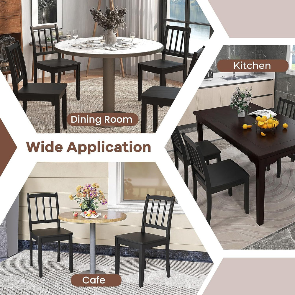 NAFORT Wood Dining Chairs Set of 2 Black, Armless Kitchen Chairs with Solid R...