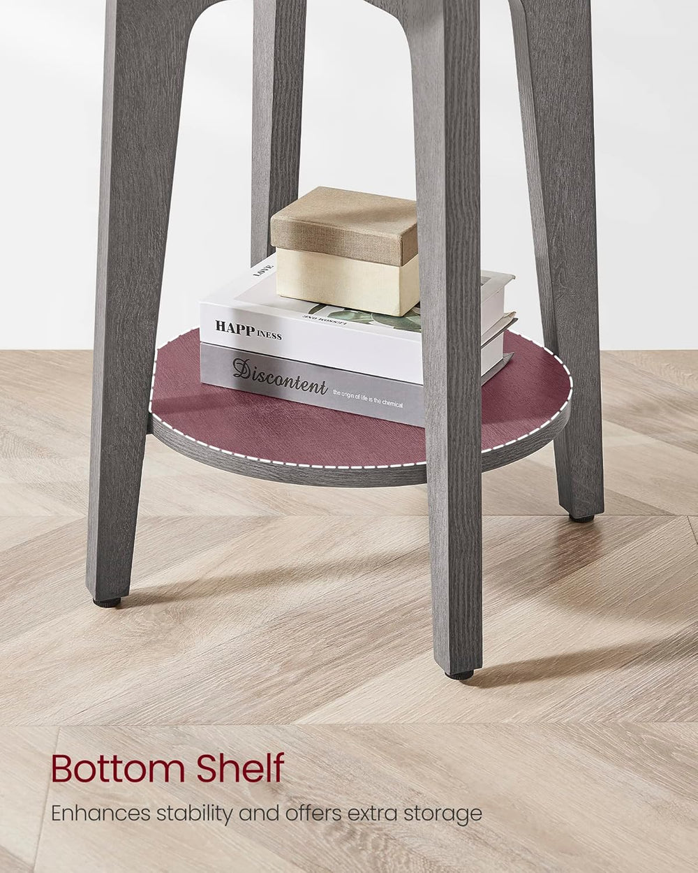 VASAGLE Round Side Table with Lower Shelf, End Table for Small Spaces