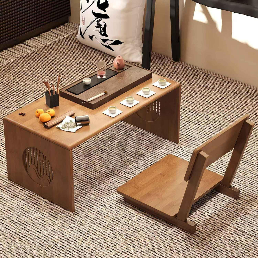 Foldable Japanese Floor Table Bamboo Japanese Coffee Table, Folding Coffee Ta...