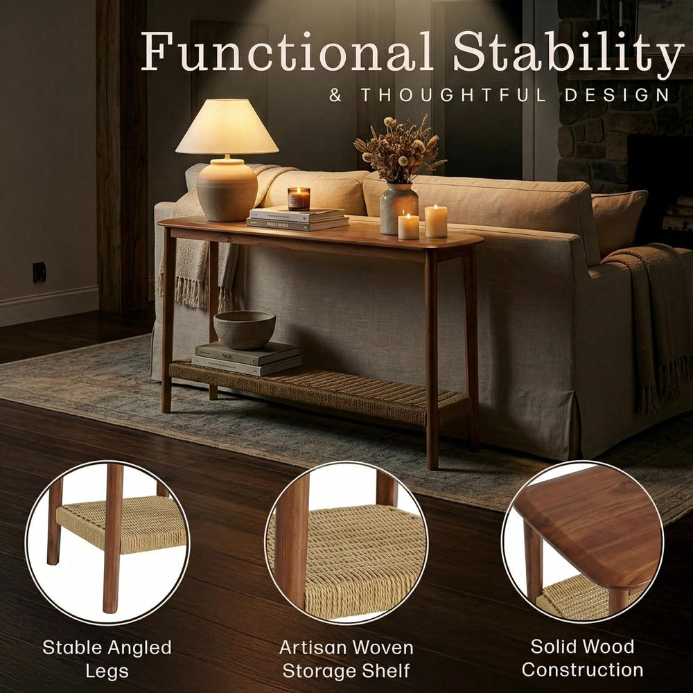 Alaterre Furniture Calais Solid Wood Console Table, Chestnut, 48”