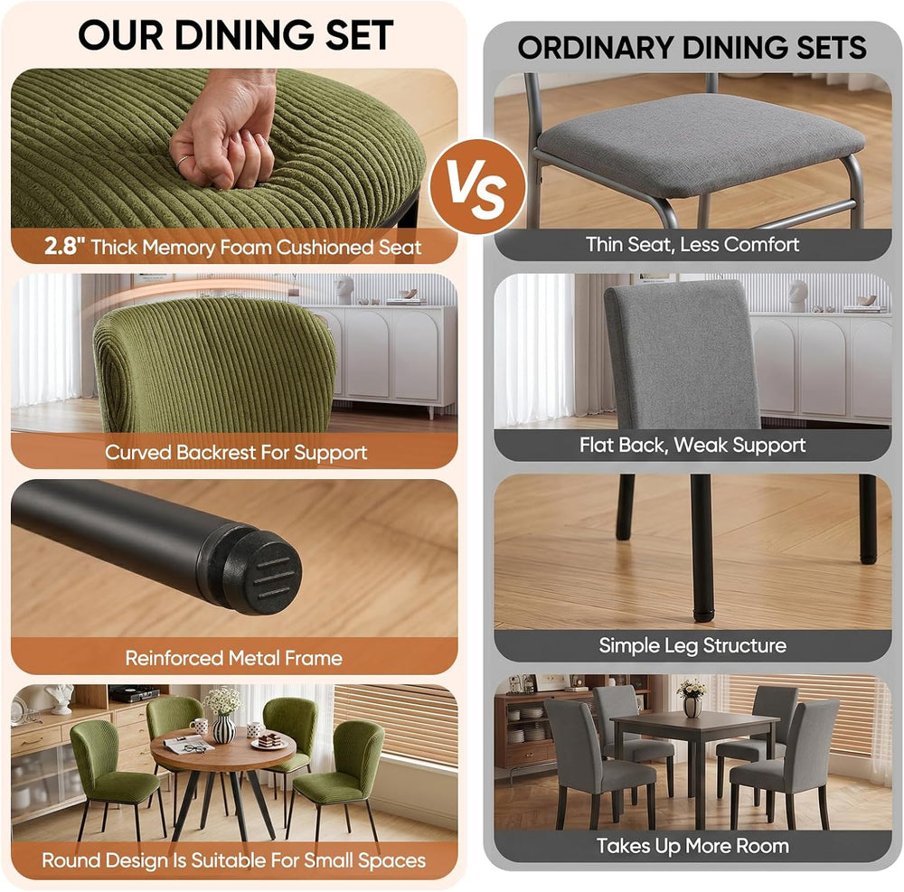 31.5" Round Dining Table Set for 4, Small Kitchen Table and Chairs Set