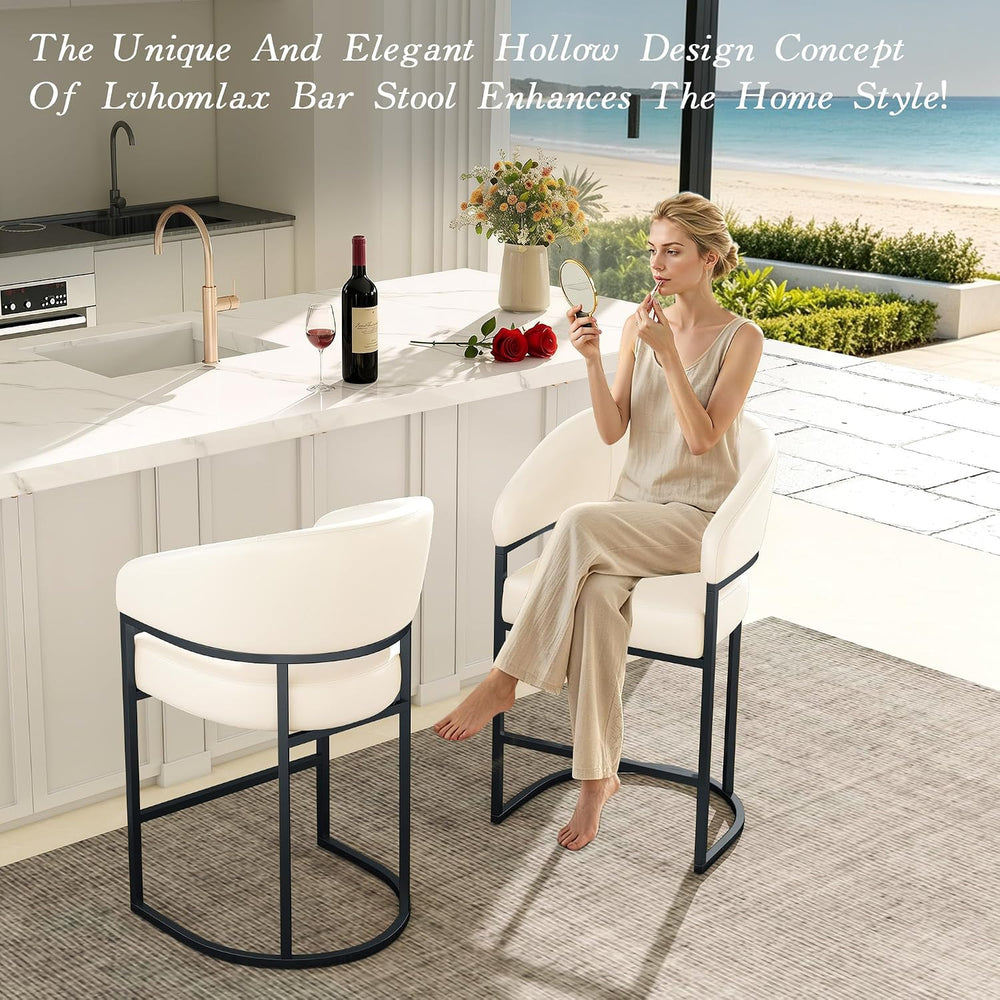 Modern Counter Height Bar Stools,Bar Stools Set of 3,PU Leather Upholstered B...
