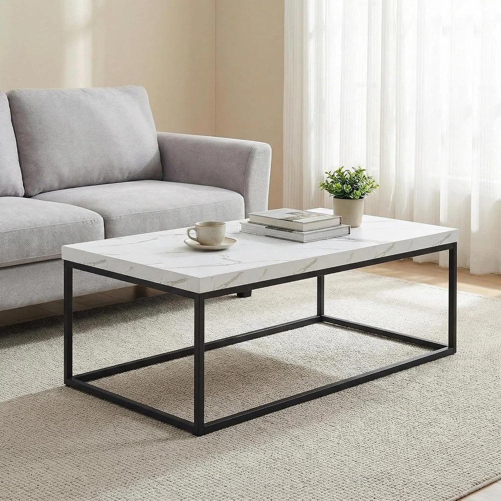CENSI 47-Inch White Marble Coffee Table/Center Table