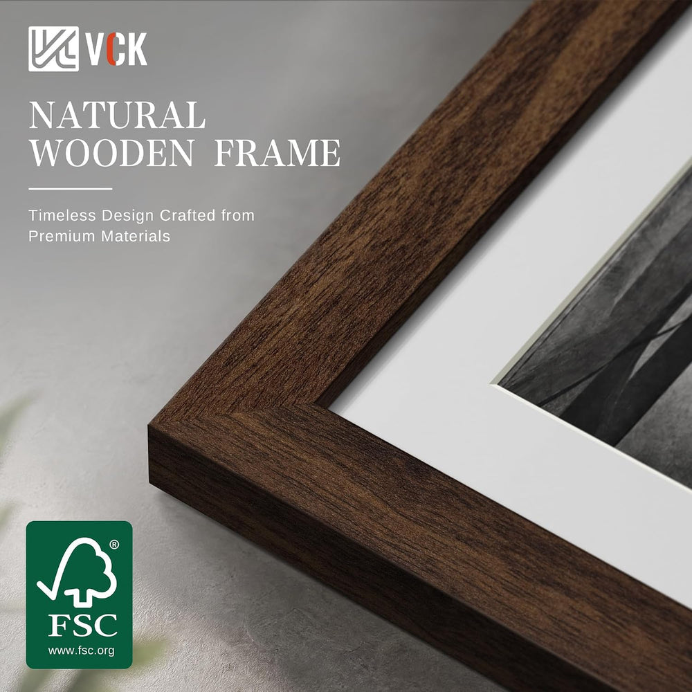 VCK 16x24 Frame, Brown Wood with 12x18 Mat, 2 Pack, Wall Hanging
