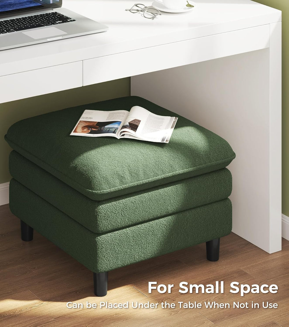 Welzona Teddy Storage Ottoman 3-Layers,26.8"Large Living Room Ottoman Cloud
