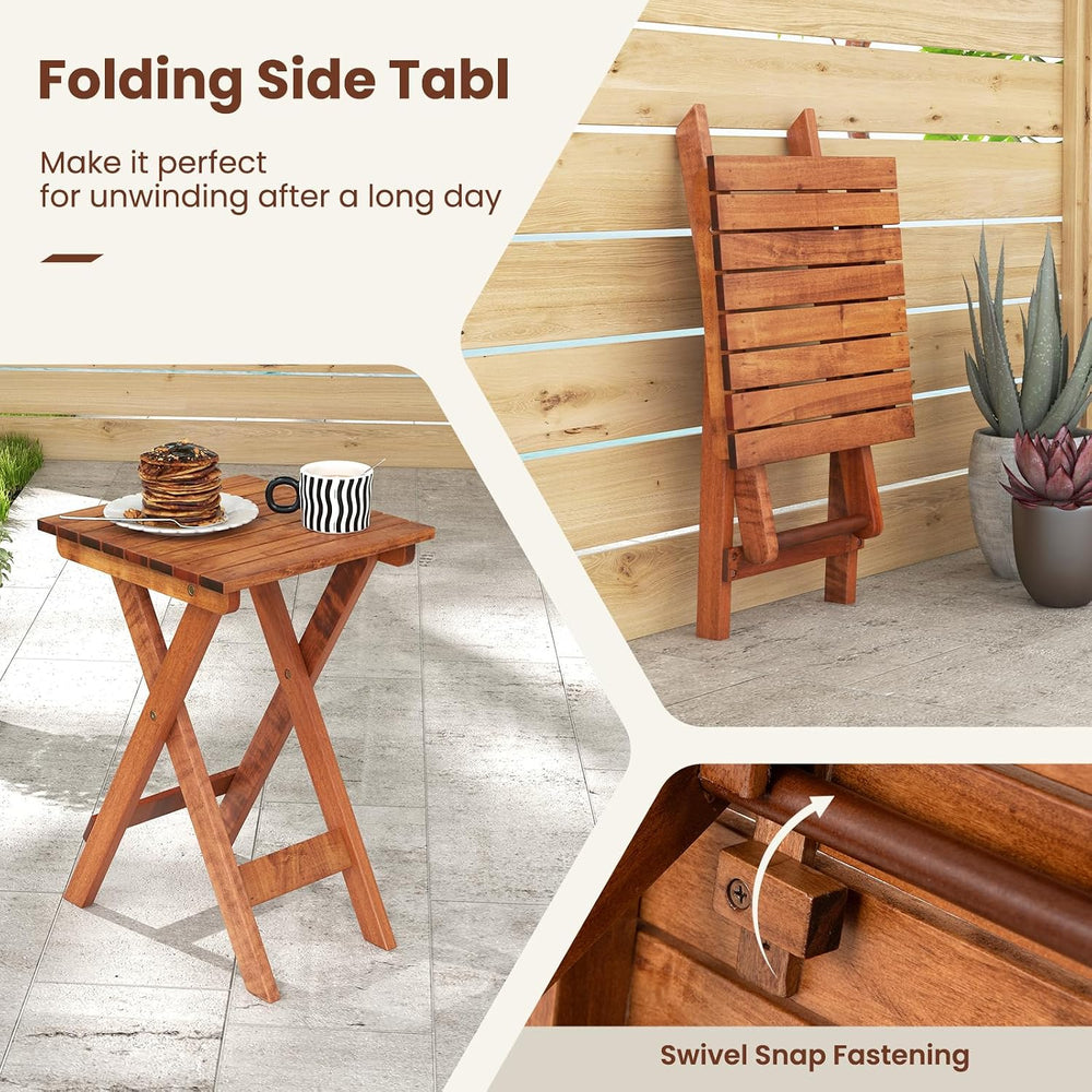 Tangkula 3-piece Outdoor Rocking Bistro Set, Solid Poplar Wood