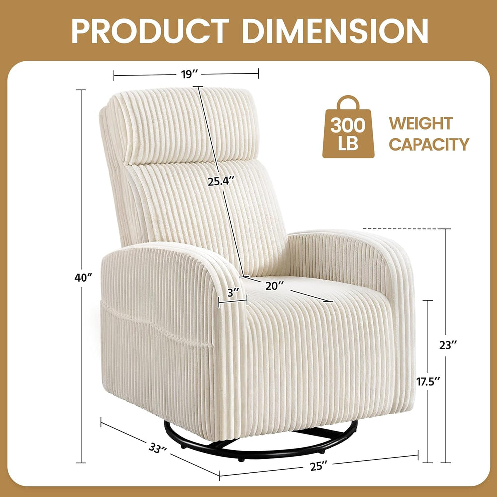 Yaheetech 360° Swivel Nursing Chair with Side Pockets, Beige