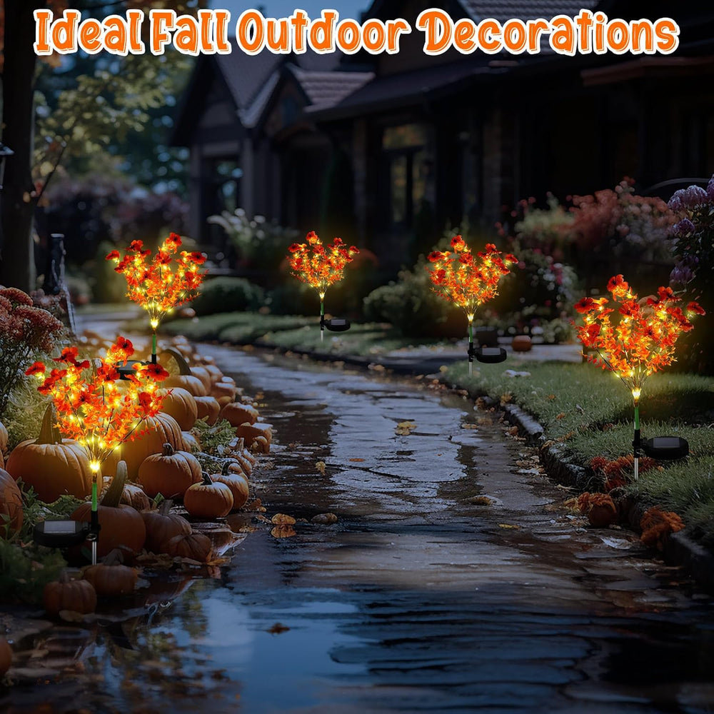 Glooglitter 4 Pack Orange Solar Flower Stake Light Outdoor Garden, Violet