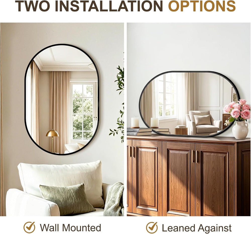 Bathroom Vanity Mirror for Over Sink, 20"x30" Black Oval Large Wall...