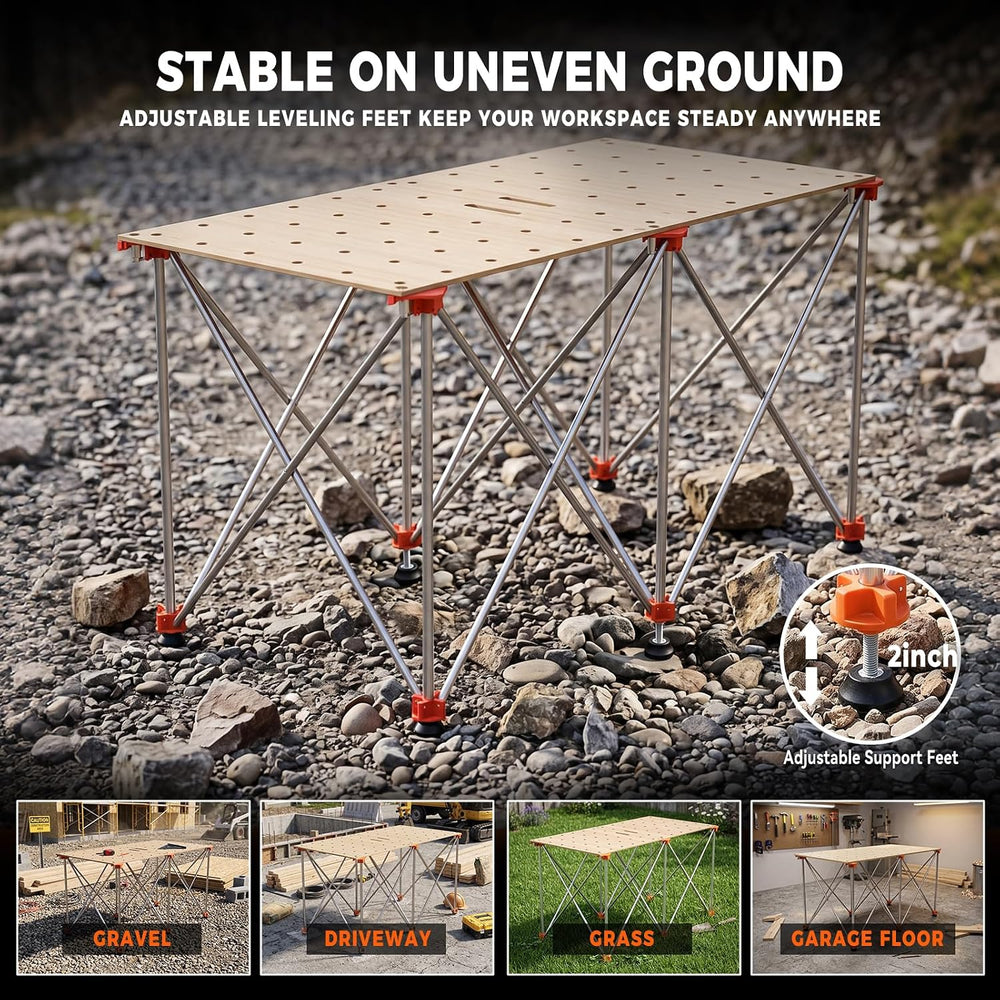 30" Tall Portable Folding Centipede Workbench 2x4 FT