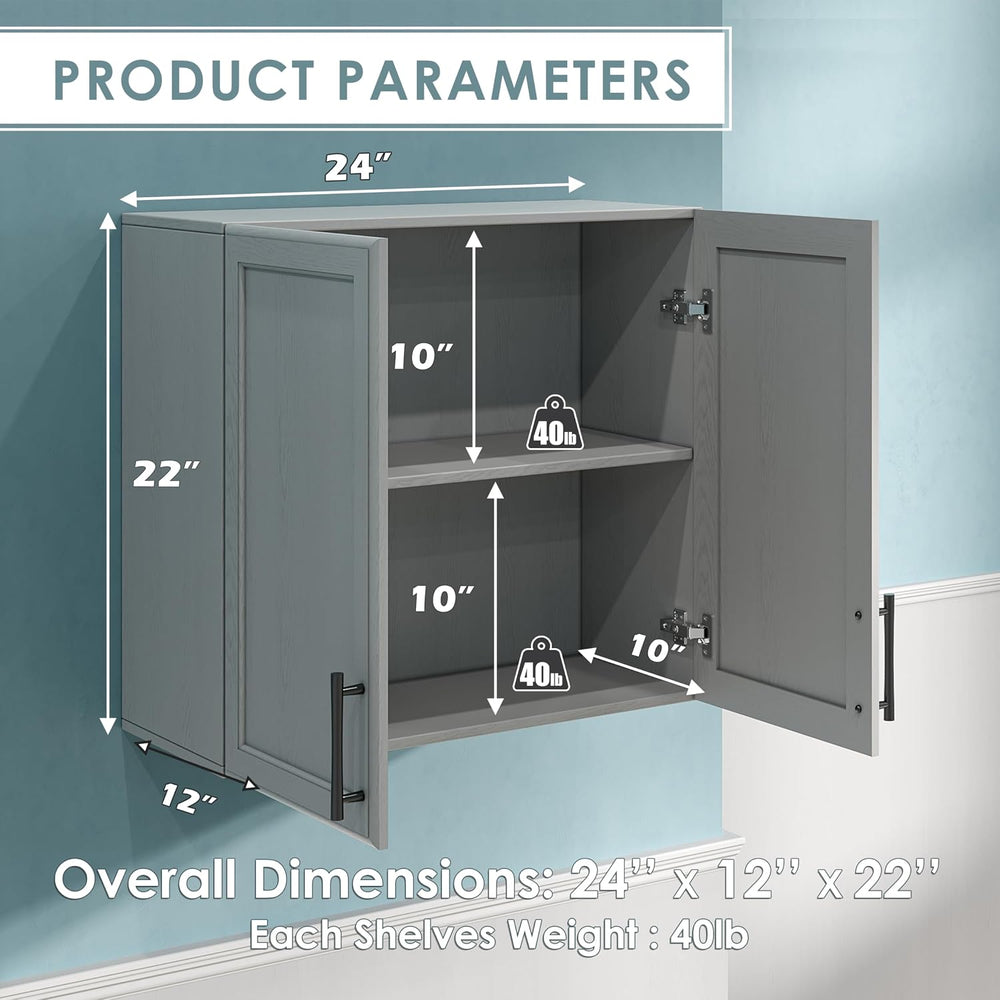 Furnaza Wall Storage Cabinet - Kitchen Laundry Wall Amount Cabinet with Two S...