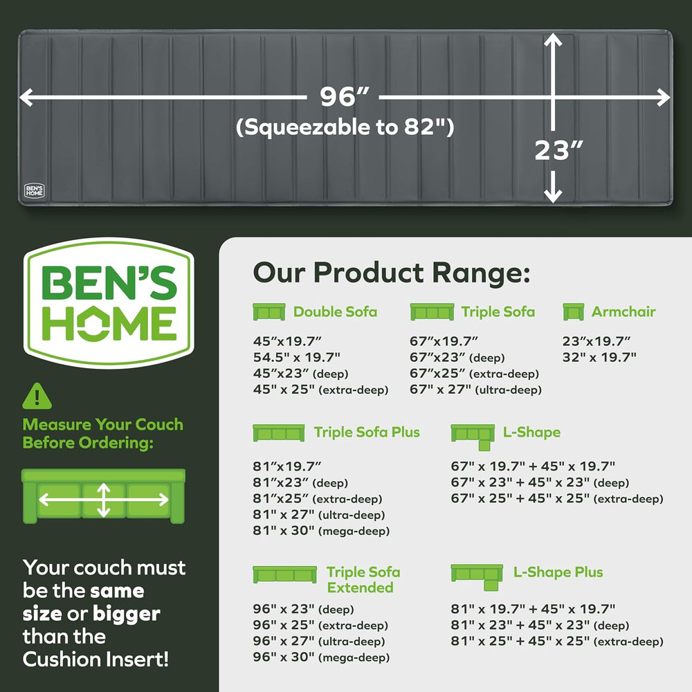 BEN'SHOME® Couch Cushion Support, Fix Sagging Long Sofas | 82-96" x ...