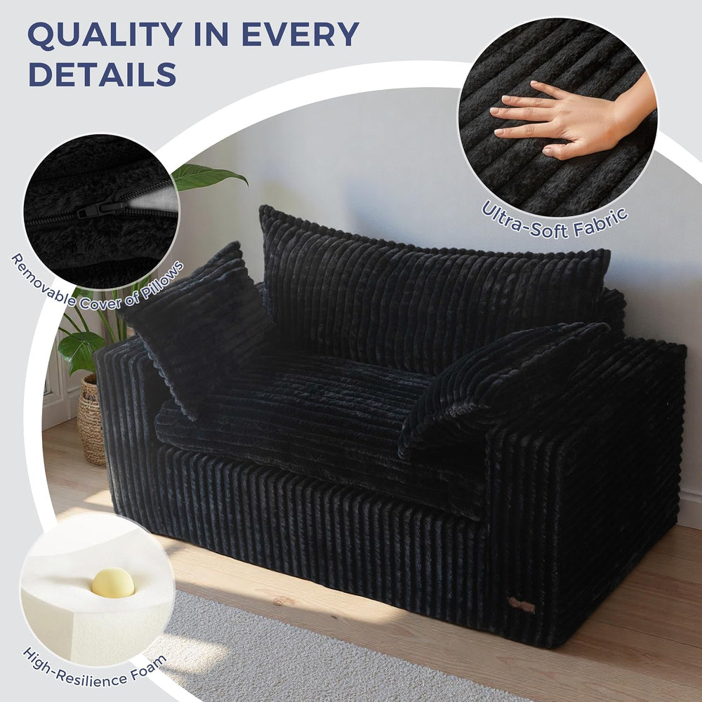 MAXYOYO Boneless Couch, 59-Inch Couch in a Box, Deep Loveseat