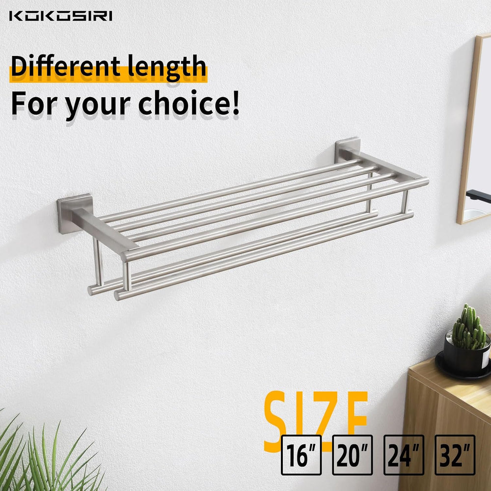 KOKOSIRI 20 Inch Towel Rail Towel Shelf with Double Towel Bars Bathroom Towel...