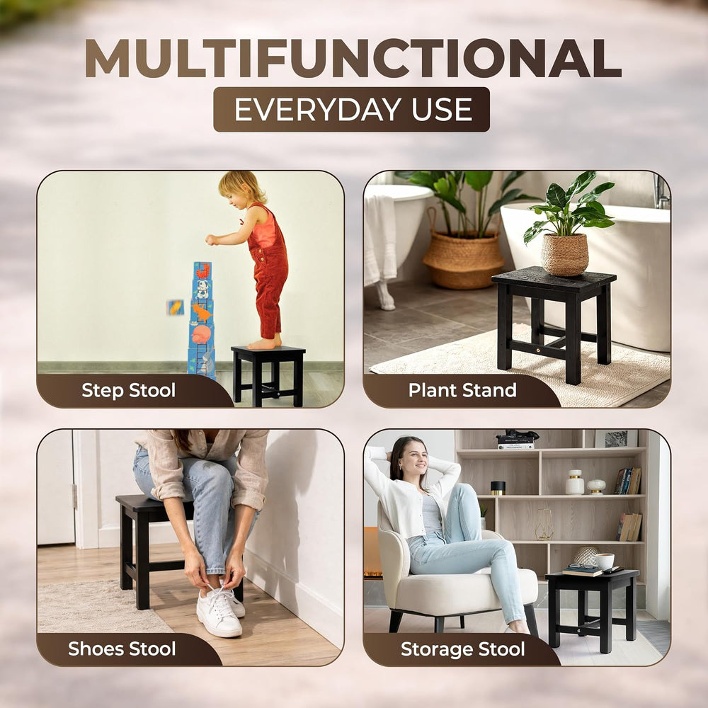 Small Solid Wood Step Stool, Golden Teak, Home Kitchen Bathroom