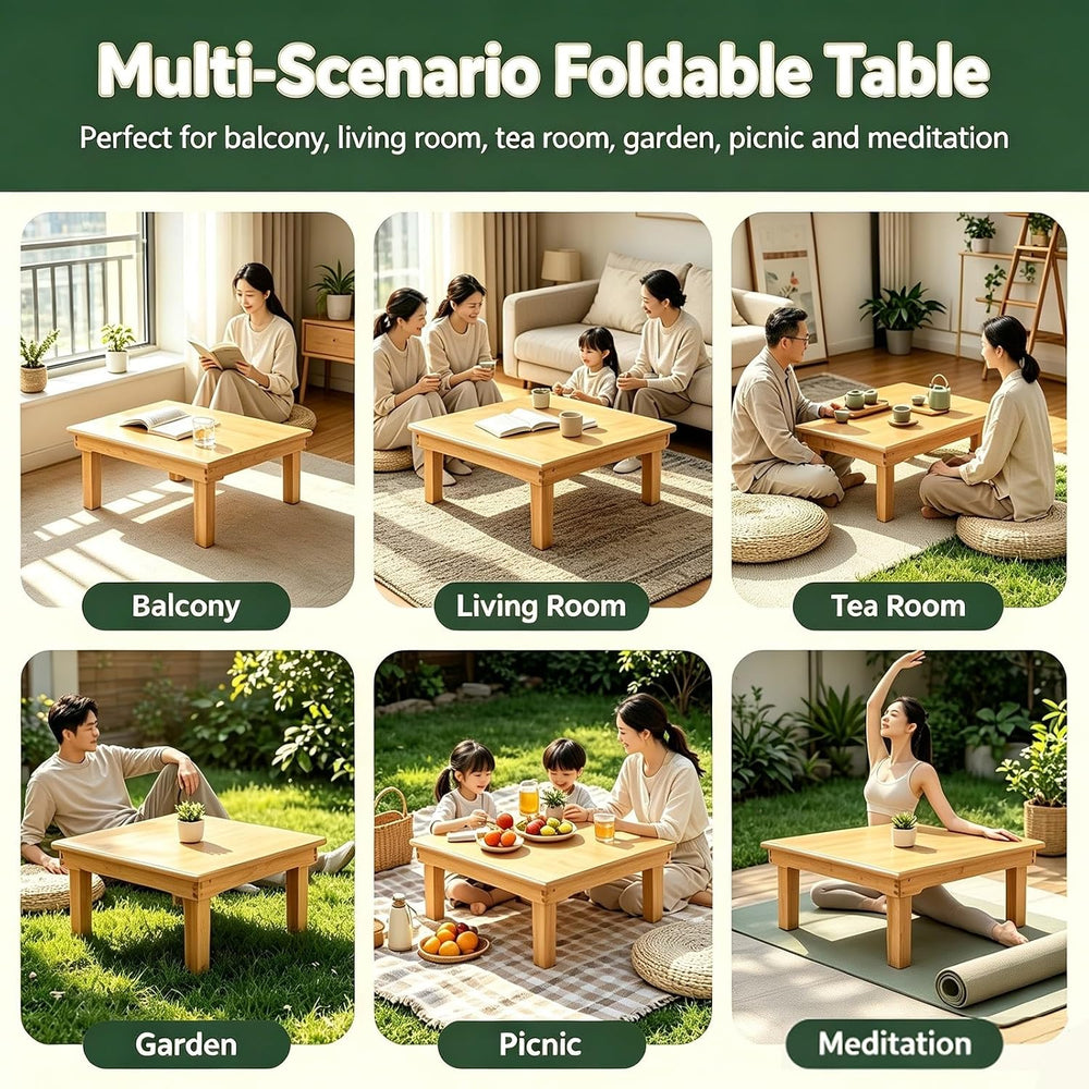 Folding Coffee Table Japanese Floor Bamboo Low Dining Table