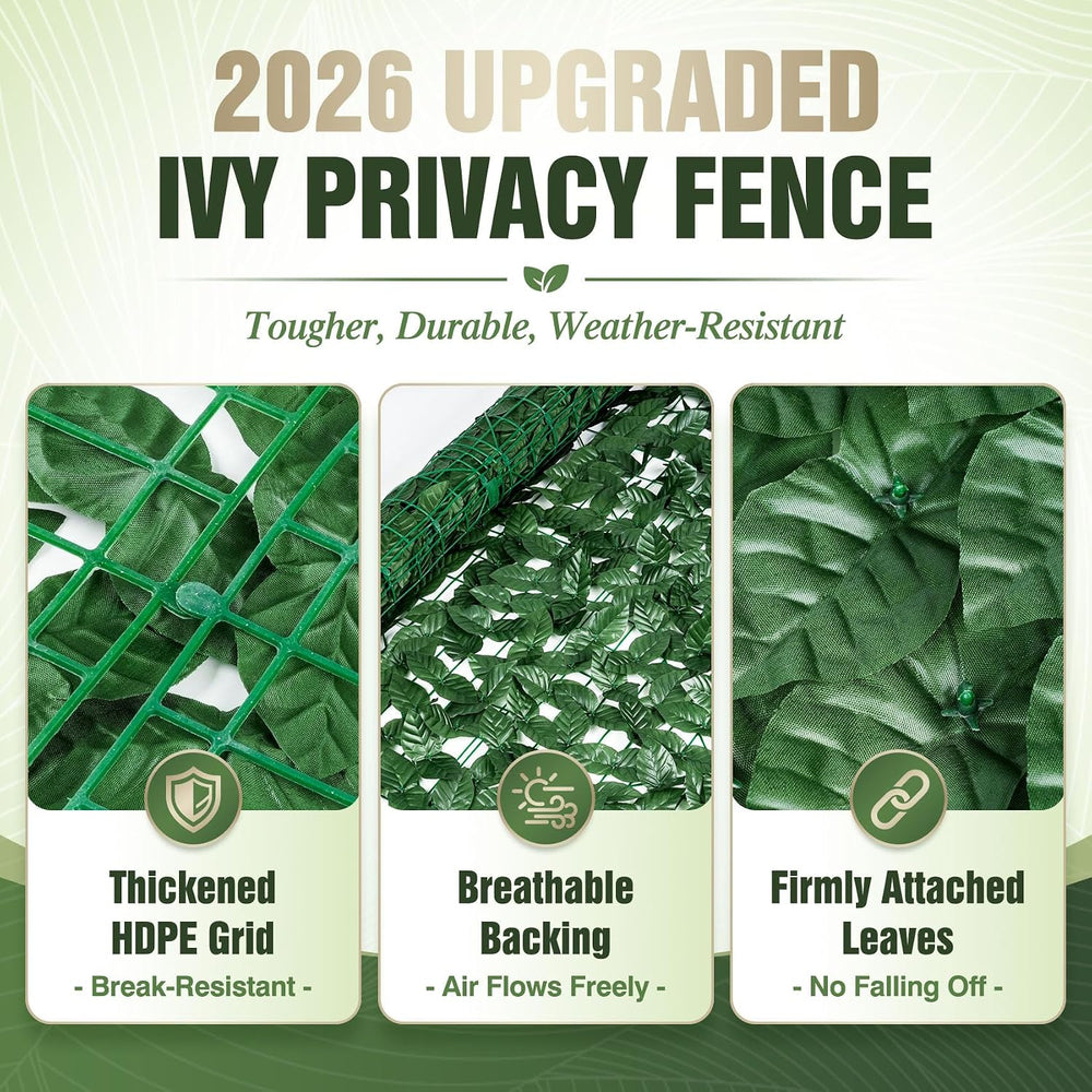 240x40 in Artificial Ivy Privacy Fence Screen, Privacy Fence Panels Faux Gree...