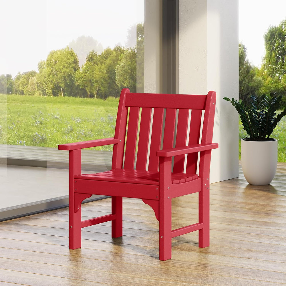 Costaelm Outdoor Dining Arm Chair, Patio HDPE Garden Dining Table Chair, Poly...