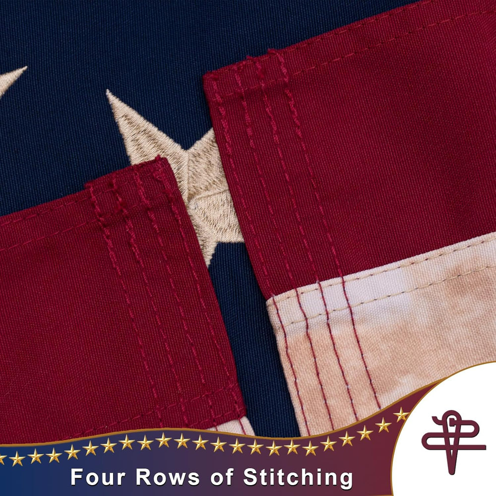 JRED 100% Cotton 1776 Betsy Ross Flag for Outside, 3x5 Tea-Stained 13 Star Co...