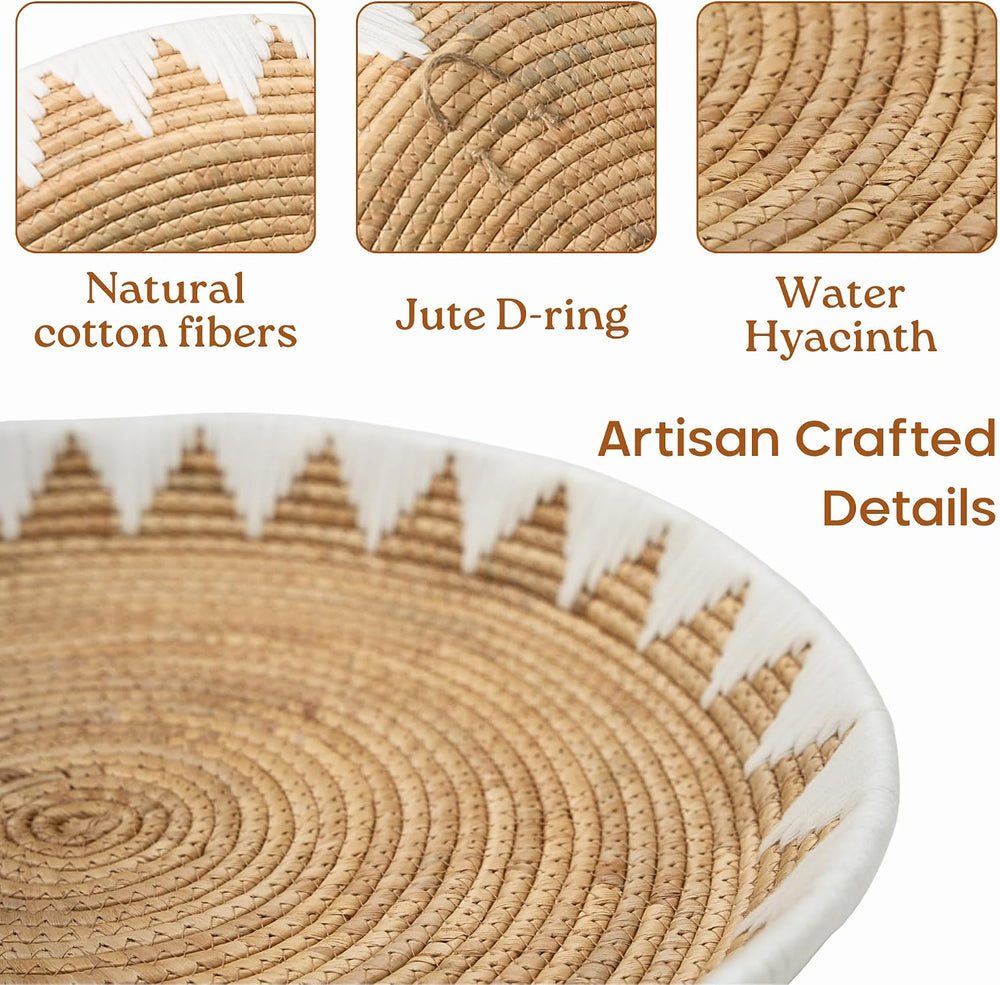 Chi An Home Extra Large Wall Basket Decor Boho Wicker Wall Hanging Set 3