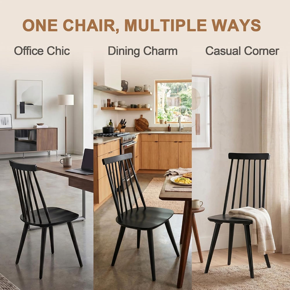 DUHOME Black Windsor Wooden Dining Chairs Set of 6