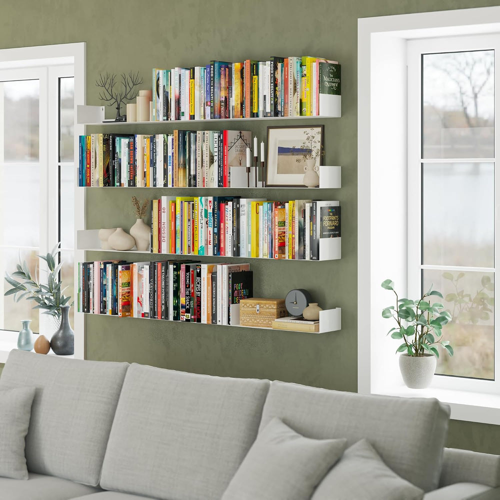 Wallniture Bali Sturdy Metal U Shape Bookshelf - Wall Mountable CD DVD Storag...