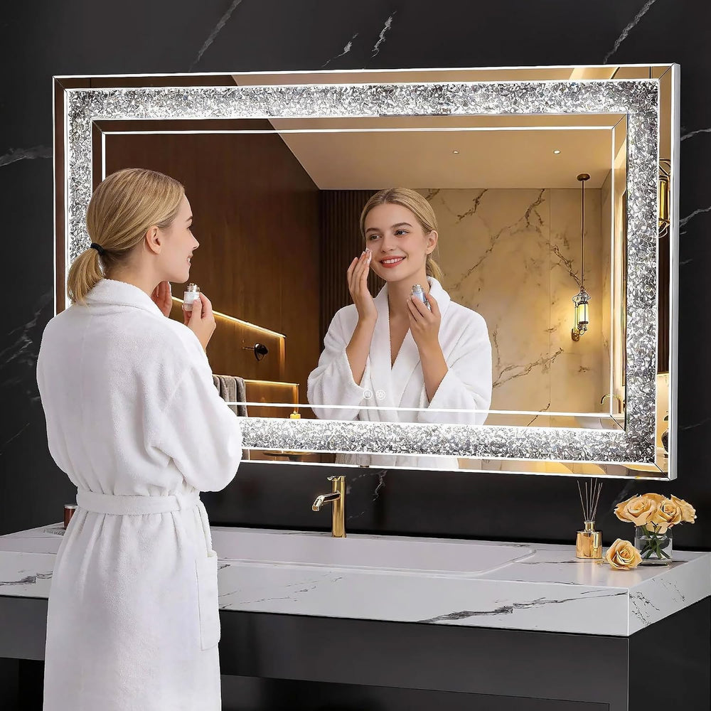 47" x 26" LED Diamond Wall Mirror, Dim & Anti-Fog