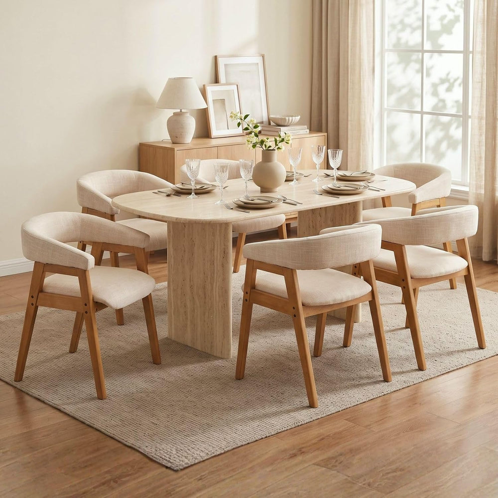 CIMOTA Modern Barrel Dining Chairs with Arms Set of 4, Upholstered Fabric Kit...