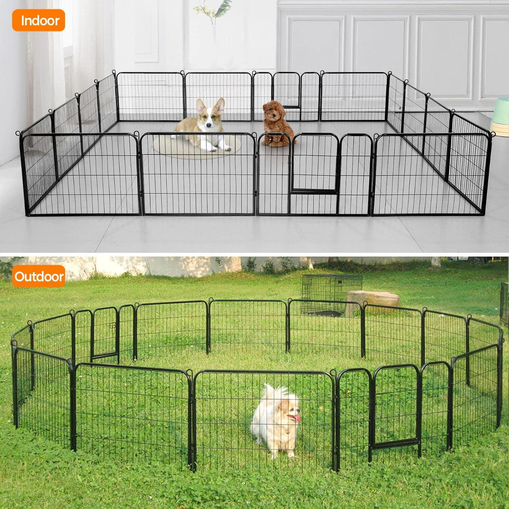 Yaheetech 24" H 16-Panel Extra Wide Dog Playpen w/Door for Indoor Outdoor