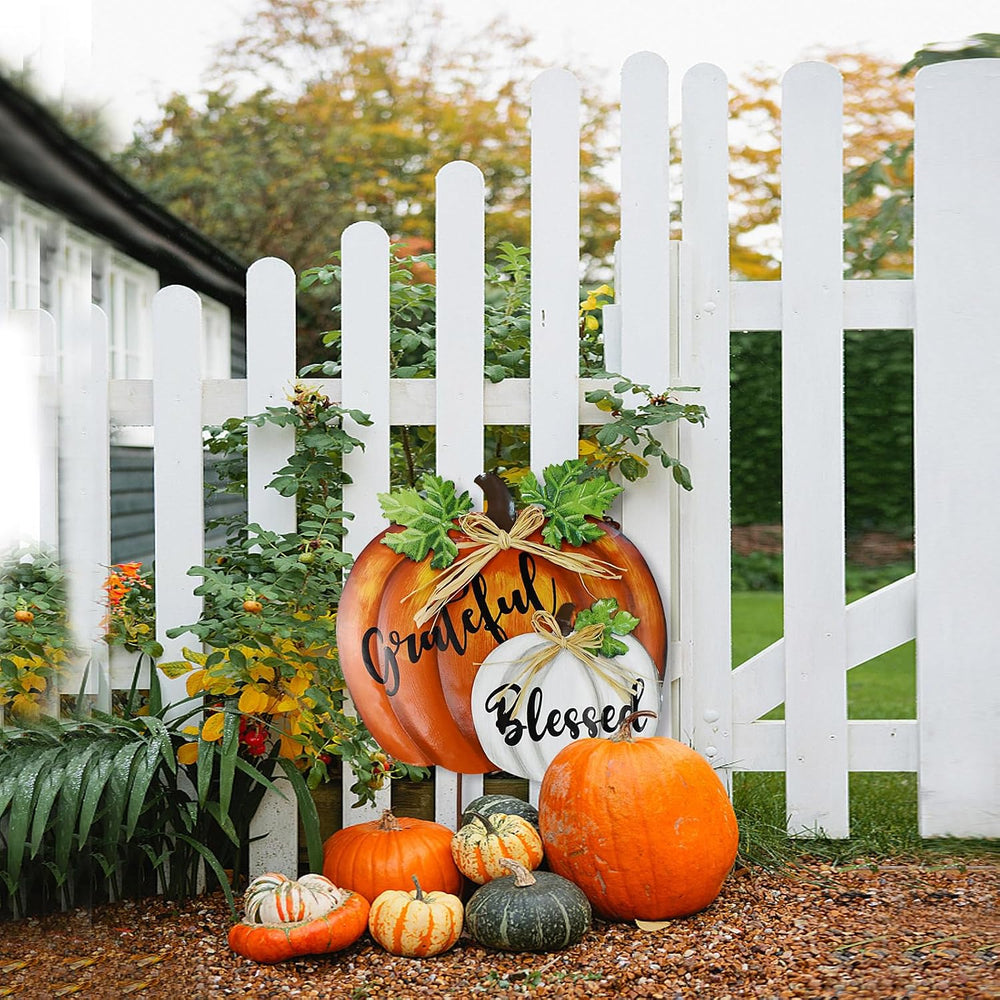 Stacked Pumpkin Garden Stake Yard Sign Fall Decor Decorative Outdoor Stakes