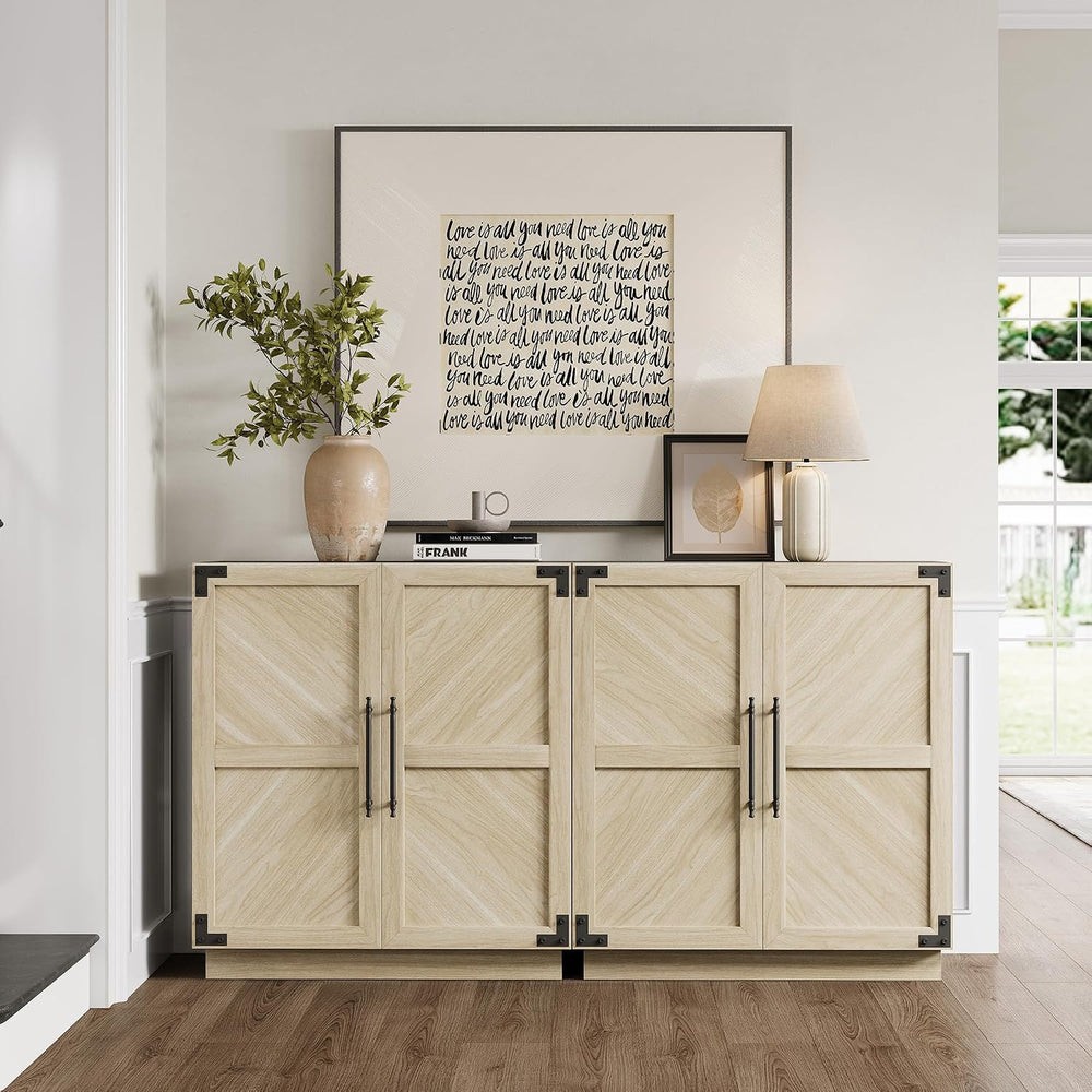 SICOTAS Modern Industrial Sideboard Buffet Cabinet with 2 Doors, Credenza
