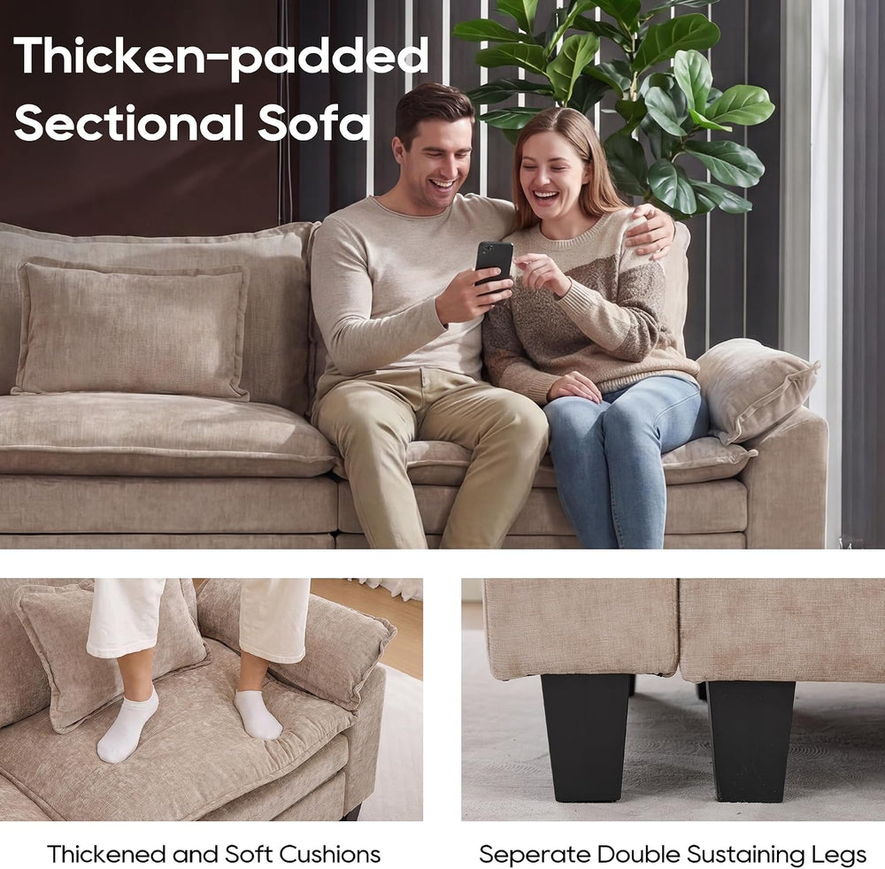 URRED Oversized Modular Sectional Sofa,Khaki:122" U Shaped