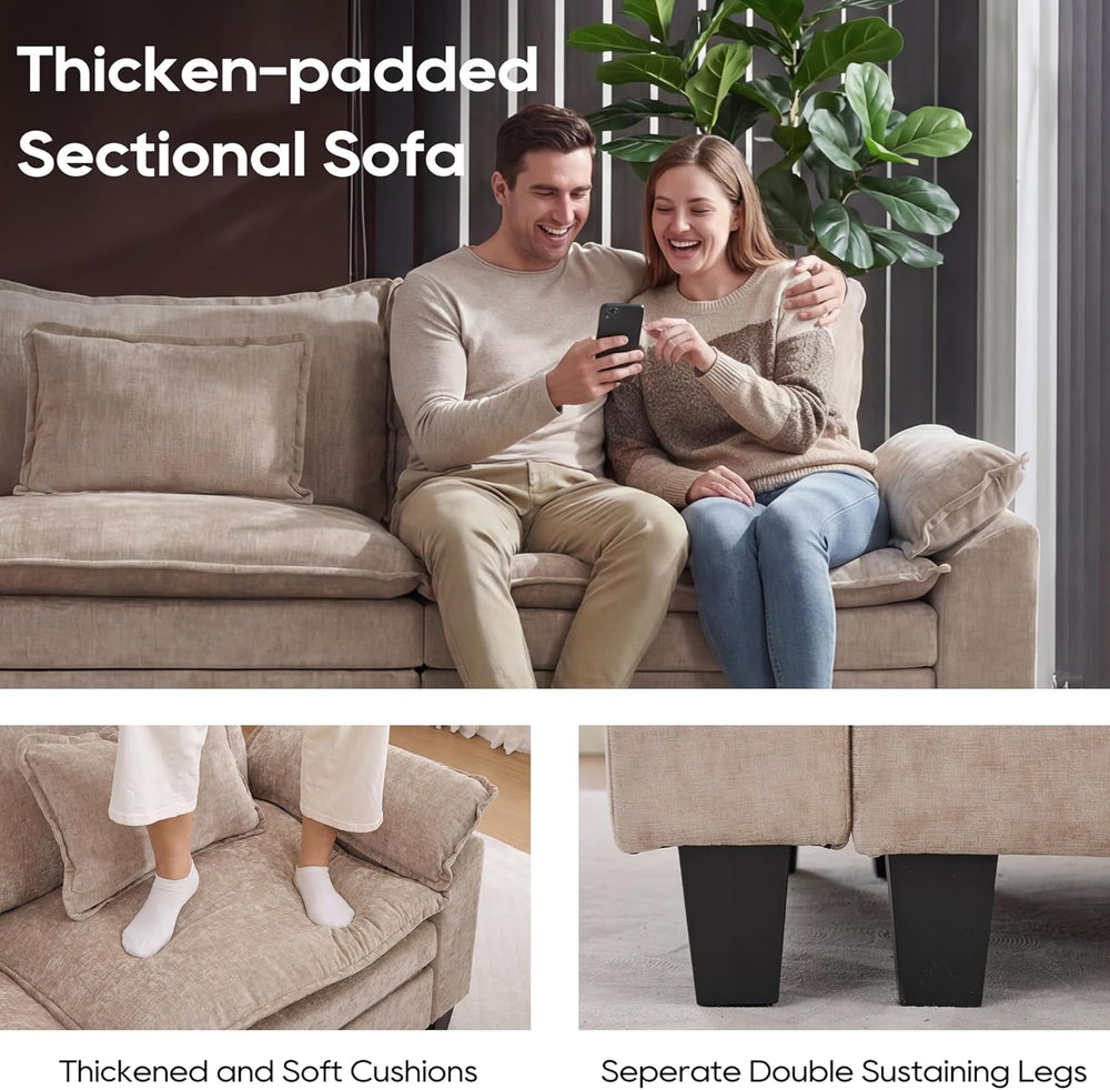 URRED Oversized Modular Sectional Sofa,Khaki:157" U Shaped