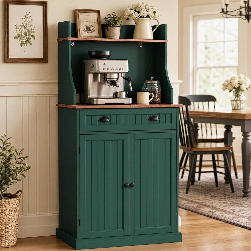 ARTPOWER 54" Microwave Stand with Storage Cabinet, Kitchen Pantry, Green