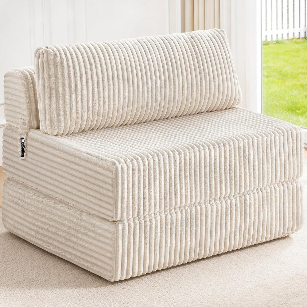 Folding Sofa Bed Convertible 4 in 1 Sleeper Chair Beige Twin