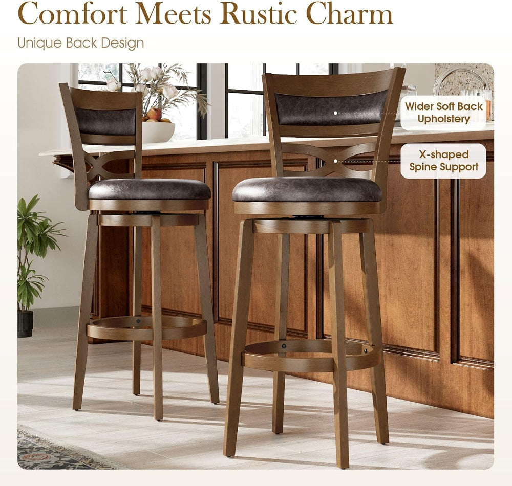 Sophia & William 30 Inch Swivel Bar Stools Set of 4, Bar Height Barstools