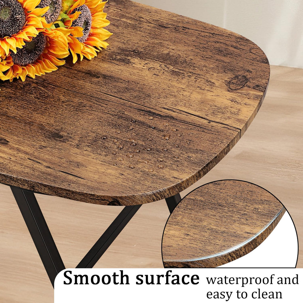 Foldable Coffee Table Natural Wood Oval Coffee Tables No Assembly Portable Fl...