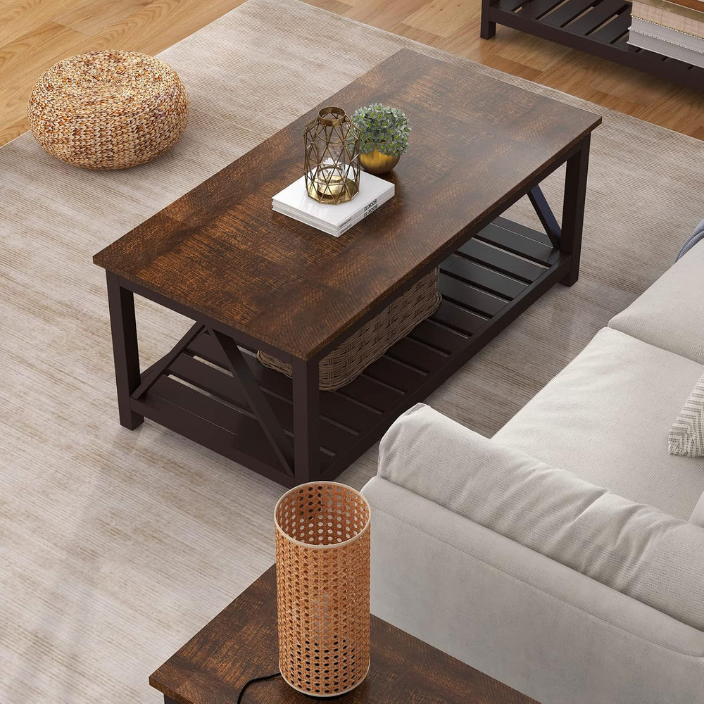 ChooChoo 40" Farmhouse Coffee Table with A-Frame Design for Living Room