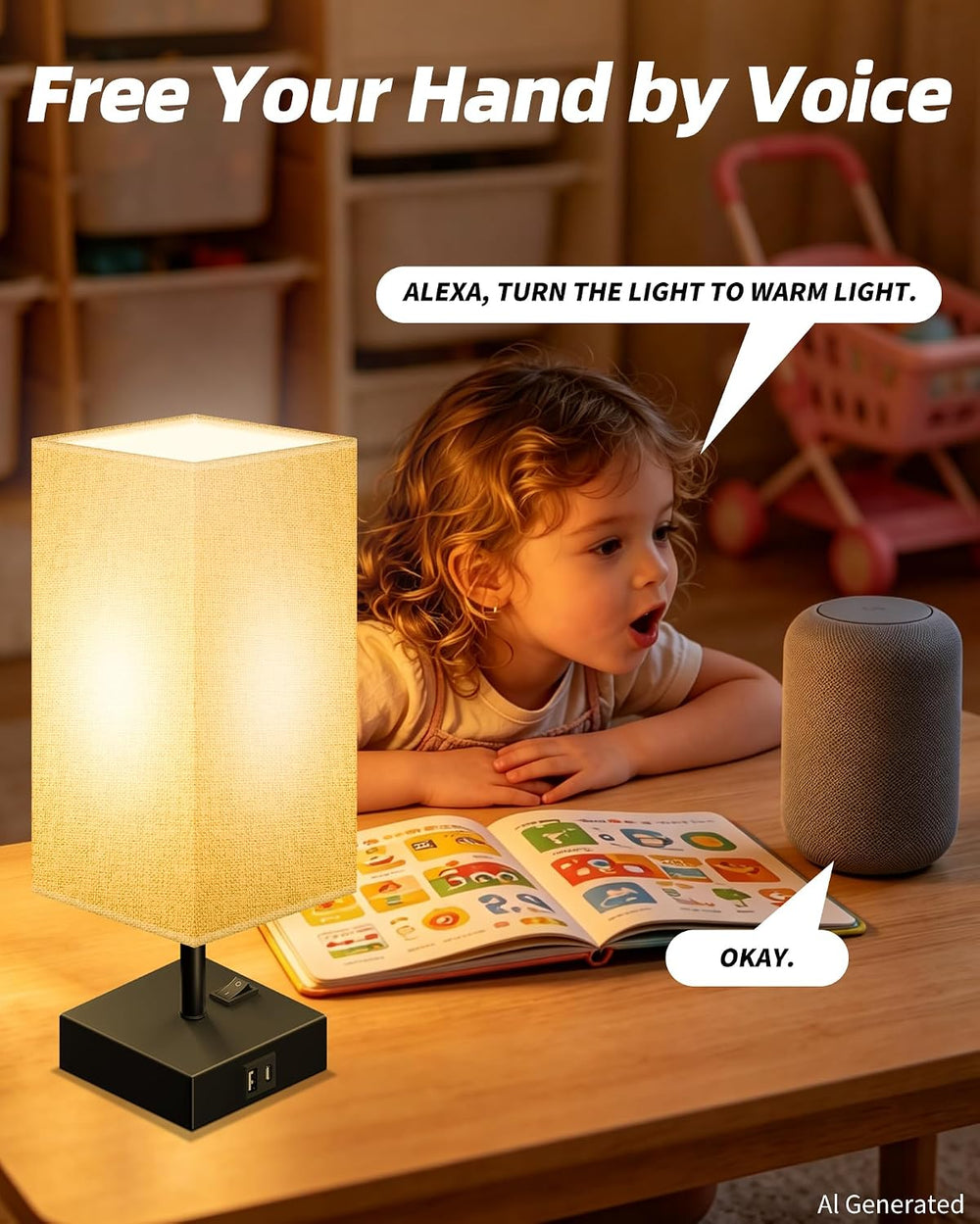 Set of 2 Smart RGB Dimmable Table Lamp Compatible with Alexa&APP&Remo...